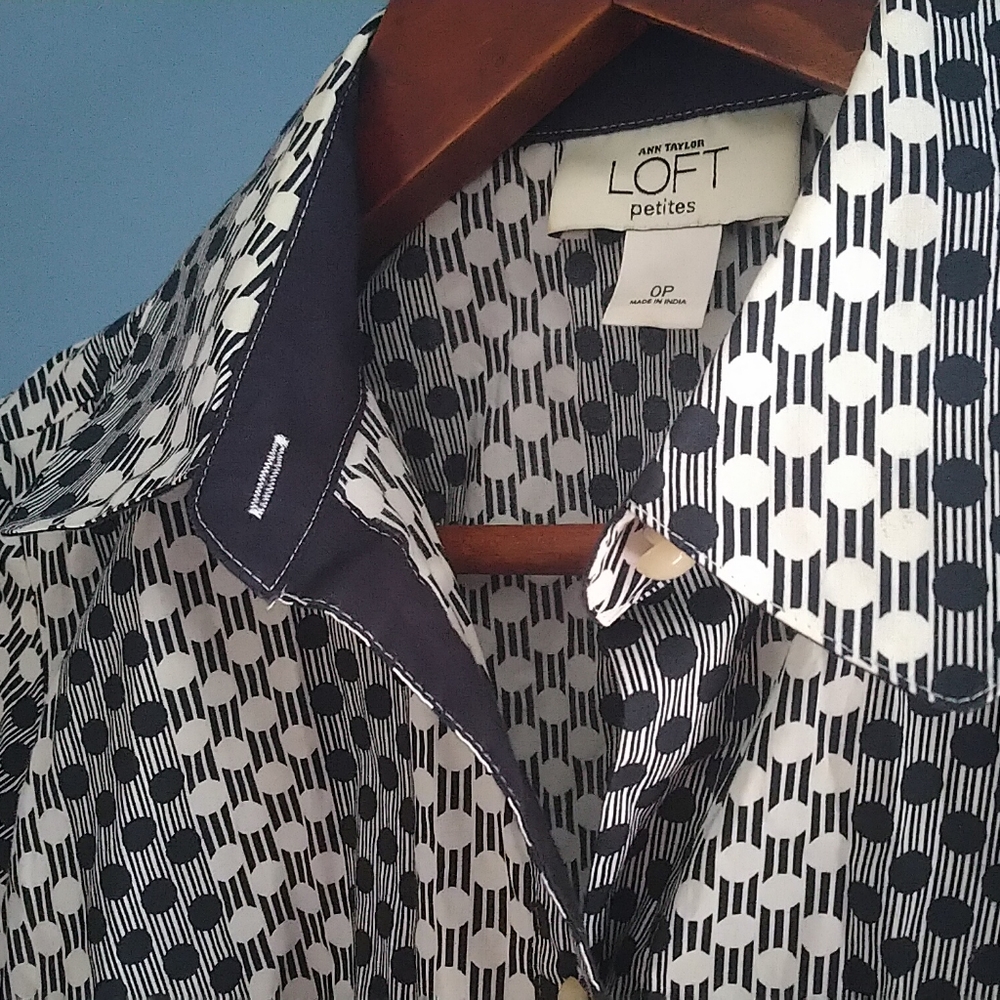 Navy & White Polkadot Button-Up - image 2